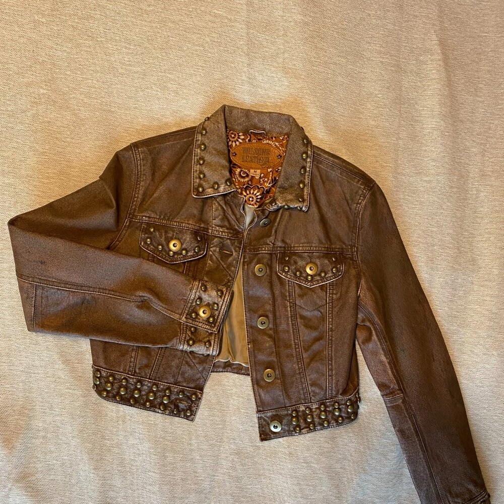 Wilsons Leather Crop Studded Leather Jacket - Picture 3 of 15